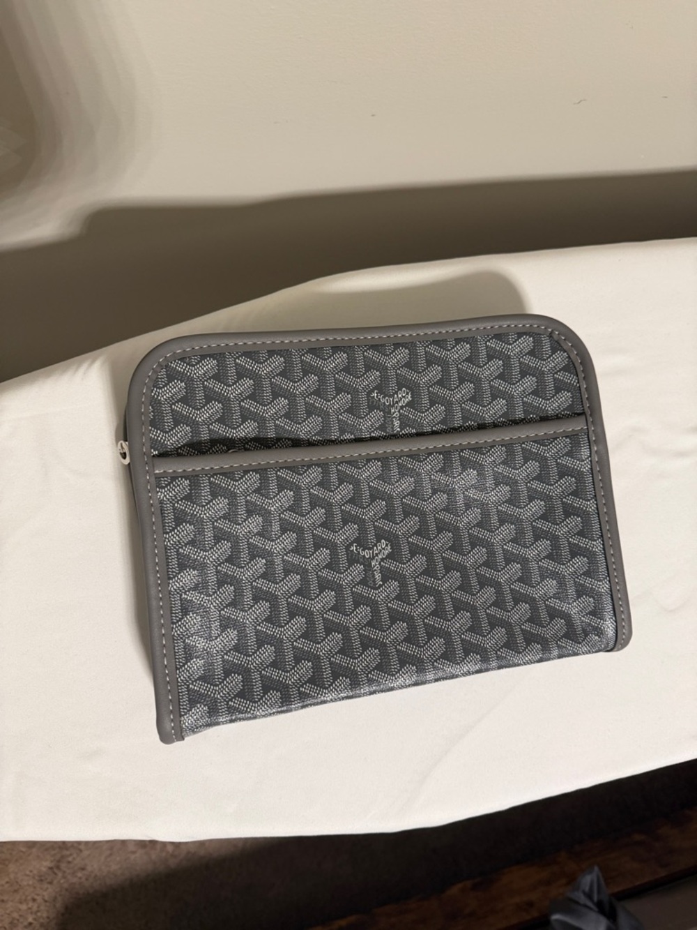 Goyard Gray Chevron Coated Canvas Zip Pouch